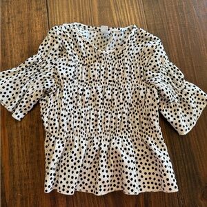 Zara Black and White Polka Dot Blouse